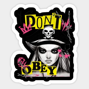 Pirate girl don't obey Sticker